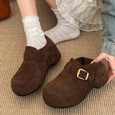 Mode Plateau Damen Schuhe mit Absatz Mode Wildleder 2025 Herbst Schnalle Loafers Schuhe Designer Elegant Neue Trends Kleid Pumps Zapatillas
