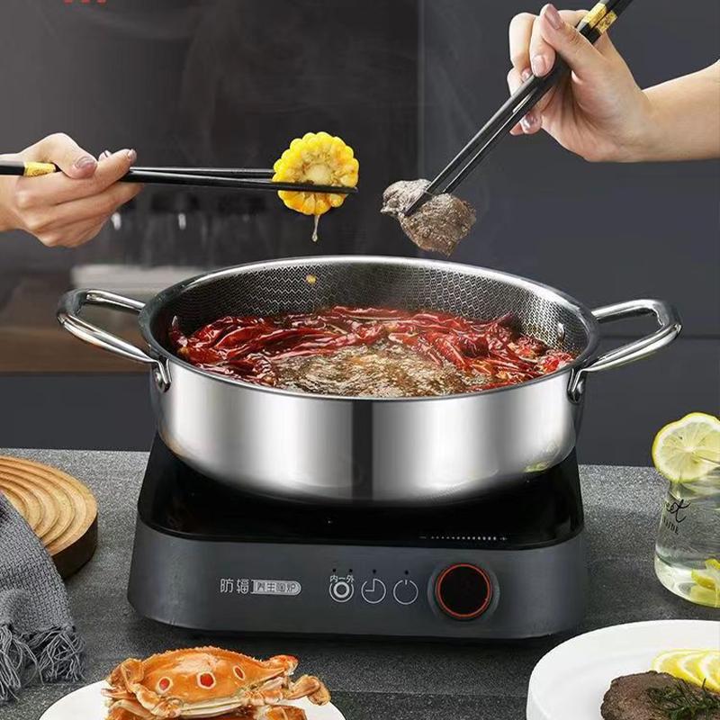 Oală pentru supă din oțel inoxidabil 410 Wok Tigaie Tigaie cu fund tip fagure Antiaderentă Plită cu inducție Aragaz pe gaz General 28/30CM Tigaie