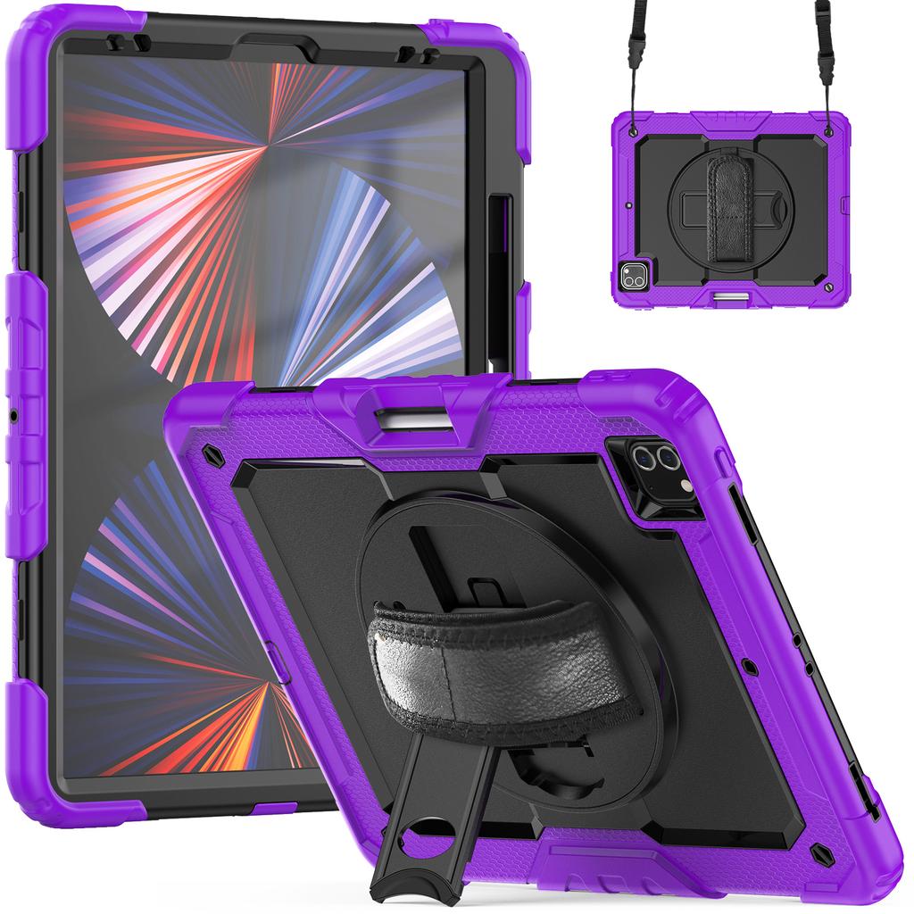 Armor Stand Case Universal for IPad Pro12.9 2018 2020 2021 2022 3rd 4th 5th 6th Gen Hybrid Cover with Screen Protector 3-Layers