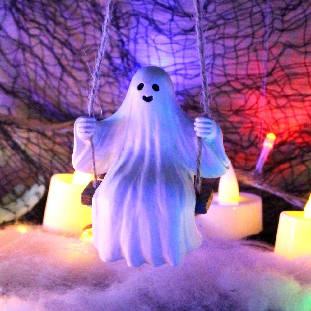 

Resin Ghost Swing Pendant Small Figurine Ghost Ornaments Cute Car Decor Pendant Rearview Mirrors