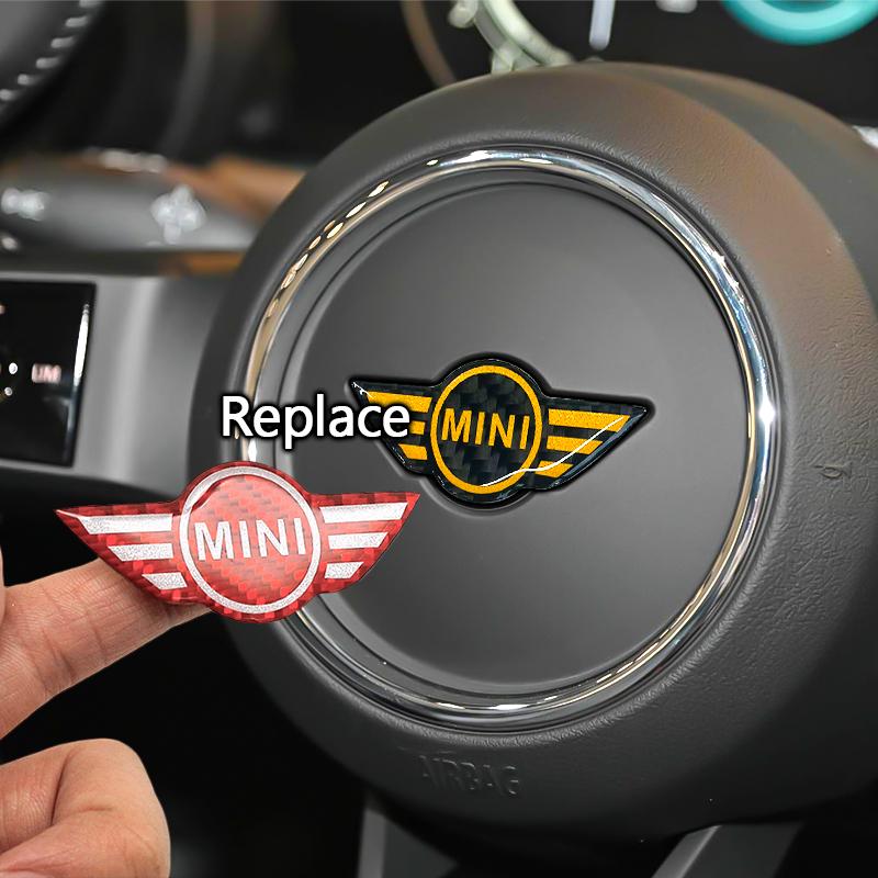 1Pcs Car Styling Steering Wheel Emblem Badge Stickers For MINI Cooper Countryman One S JCW R53 R55 R56 R50 R52 F56 F60 F54 F55 gzpxv22