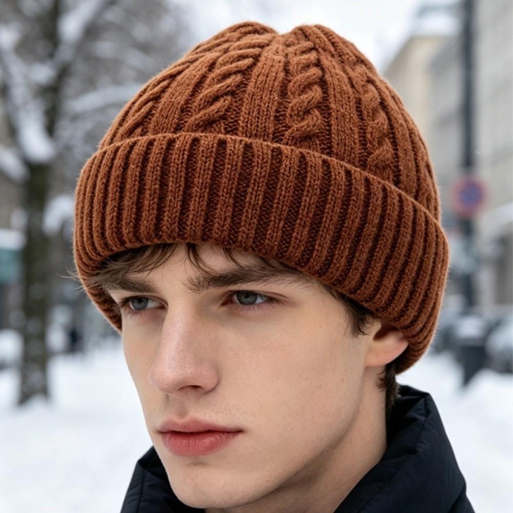 Cable Knit Cable Knit Beanie Hat Thermal Cold Weather Beanie Winter Thermal Beanie  For Hiking