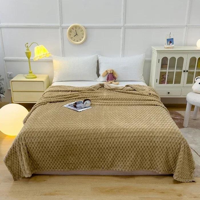 Winter Plaid Blankets for Beds Warm Sofa Blnket Fluffy Blankets Queen King Size Bedding Imitation Fur Bed Sofa Cover