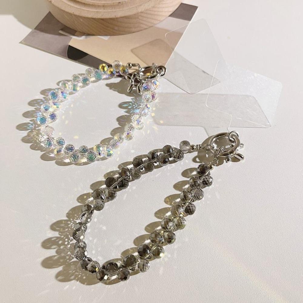 Color Rhinestone Crystal Bead Phone Strap Wrist Chain Mobile Phone Lanyard  Phone Case Accessories