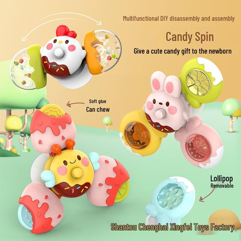 Cross-border Baby Suction Cup Spinner Toy Teether