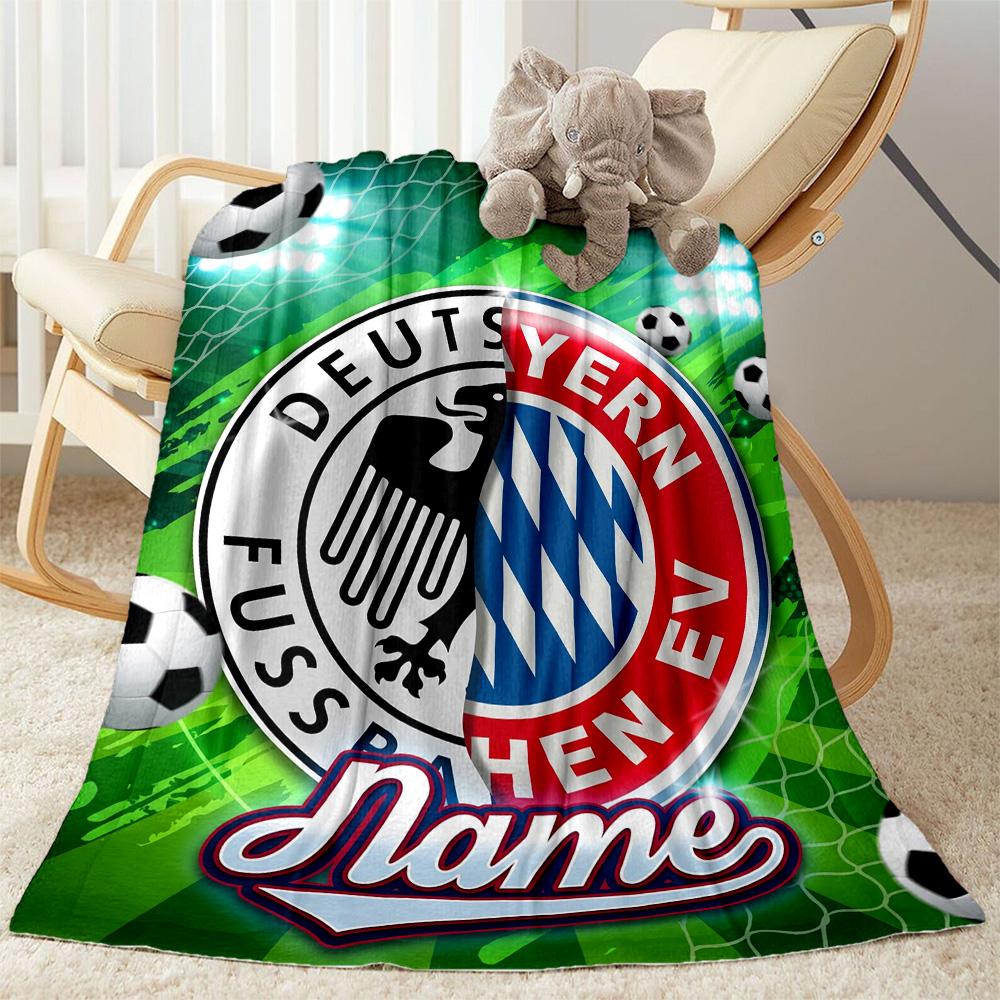 Bayern Munich Jersey Personalized Name Blanket Cozy Customizable Blanket Warmthful Decor Great for Nap Office Seaside Bed All-Season Use