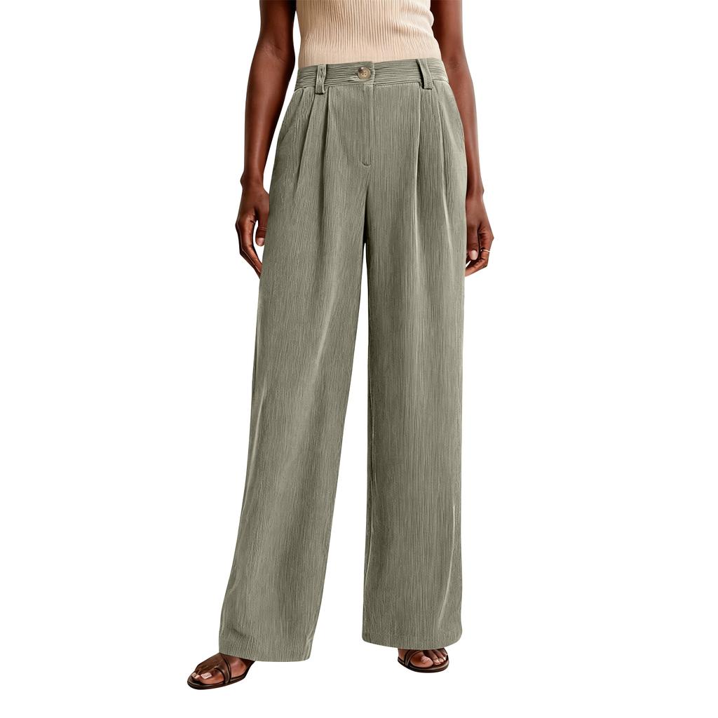 Women's Casual Fashion Pinstripe Straight And Winter Loose Wide-leg Straight Pants