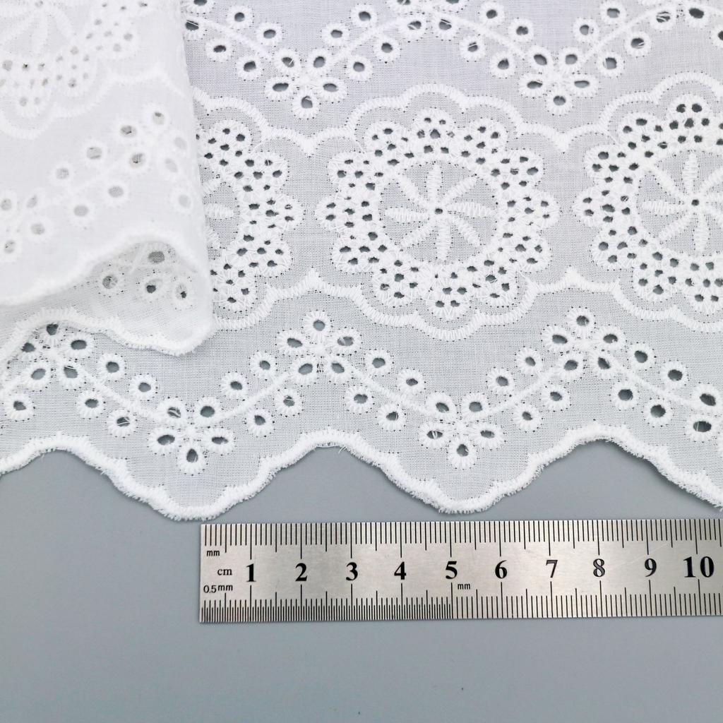 Wave Edge Hollow Cotton Embroidered Lace, Bead Curtain Children'S Cheongsam Hanfu Dress Lace Accessories Wide 34Cm