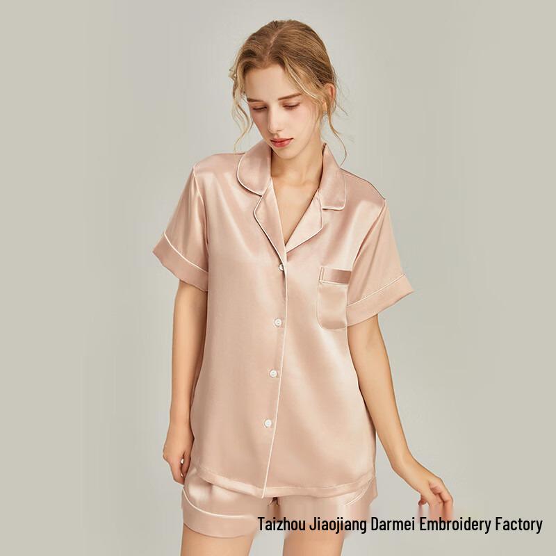 2026 Women s Silk Pajama Set: Short Sleeve & Shorts, 100% Mulberry Silk – Versatile for Home or Outdoors L