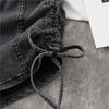 Skinny Fashionable and Versatile Stretch High-waisted Denim Shorts Female Summer Slim Drawstring Design Sense of Wide-legged Pants A Word Pants