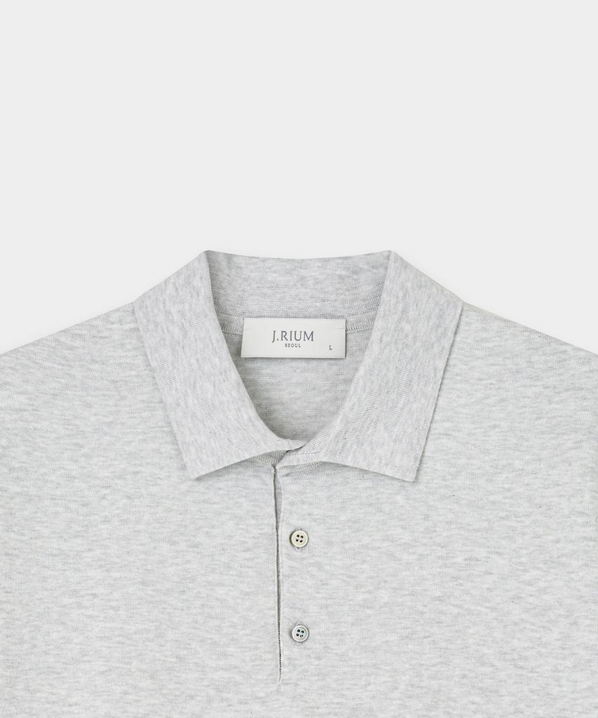 Jeilium Cotton Summer Essential Polo Neck Melange Grey (Dry Touch)