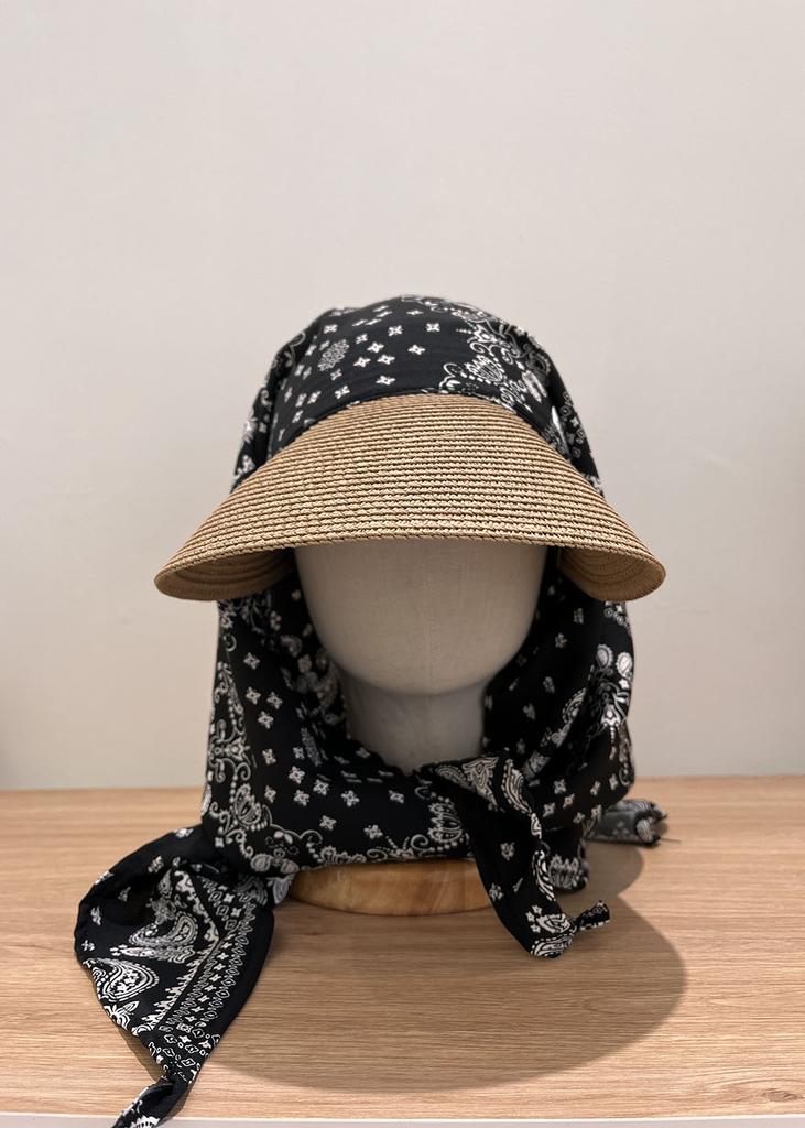 Retro Pattern Plaid Strap Headscarf Hats for Women Sunmmer Seadise Beach Vacation Sun Protection Fashion Versatile Sun Hat