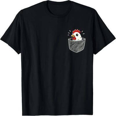 Cool Chicken Hen In Pocket For Men Women Kids T-Shirt