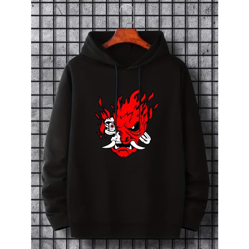 Coffee Color Japanese Hannya Demon Skull Fire Unisex Hoodie