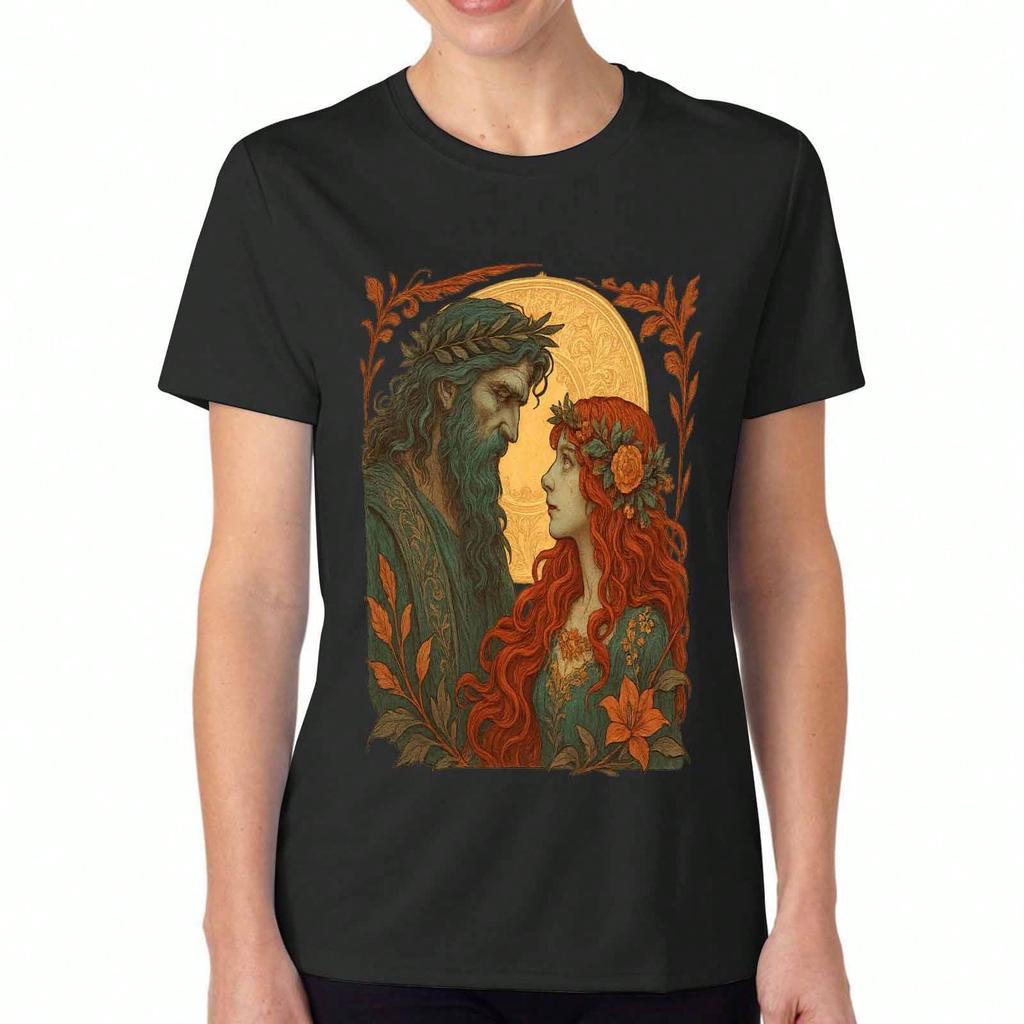 T-shirt in Cotone God And Goddess Unisex, Stampa di Qualità Premium su Cotone, Resistente, Moda Casual, Maglietta Grafica Coppia Mitologica Zeus E Era, Antico