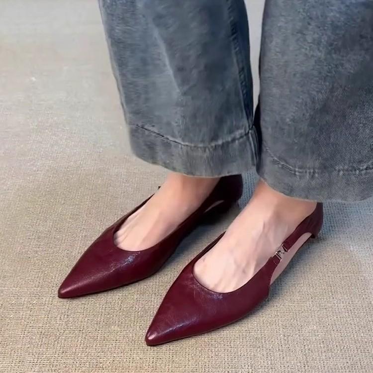 Sheepskin Version~ Hollow Flat Heel Pointed Hollow Small Single Shoes for Women's Spring and Summer New Shallow Mouth Beautiful High-end Single Shoes