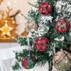 Plaid Pattern Hanging Balls Fabric Plastic Christmas Decor Gift Box Ornaments Holiday Decor