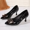 New Style Luxury Sexy Party Round Heel Pumps for Female Women Elegant Black Comfort Summer Slip On High Heel Shoes Zapatos Mujer