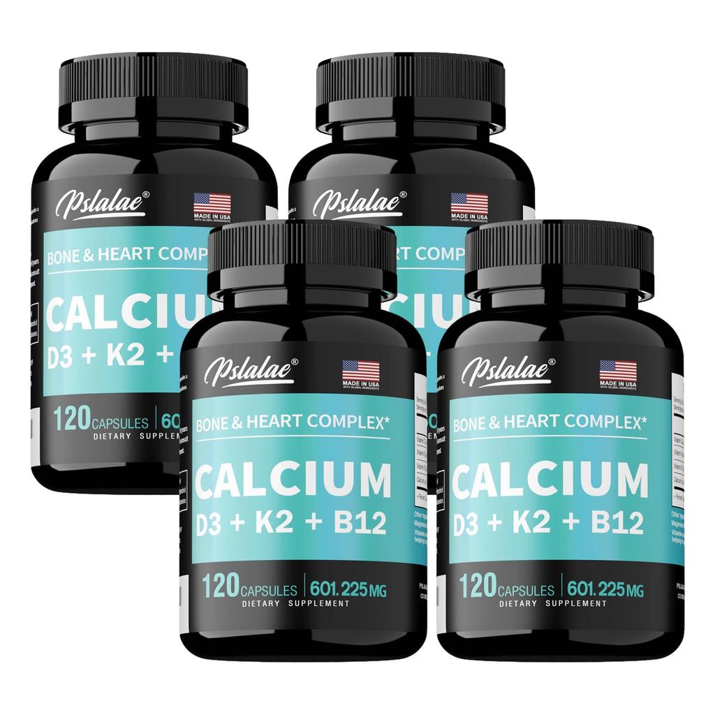 Pslalae Calcium, D3, K2, B12 Capsules, 120 capsules per pack, mineral supplement, daily health maintenance.
