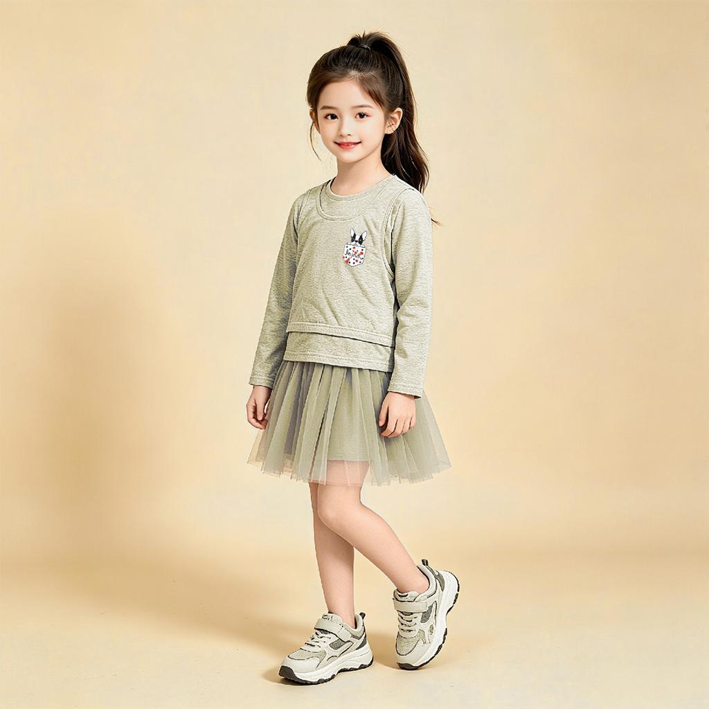 Children's Base Shirt Spring and Autumn Style Girls' Fake Two-Piece Top