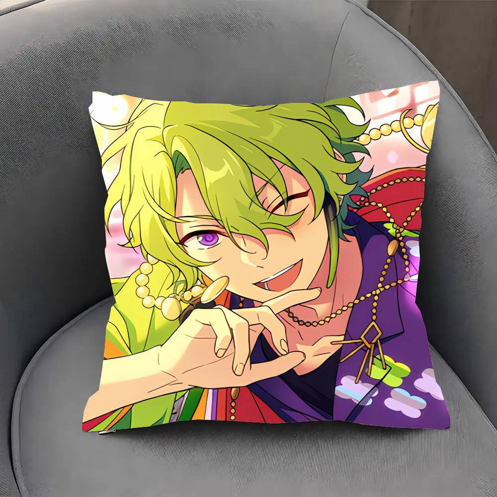 Anime Tomoe Hiyori E-ensemble Stars Pillow Case Fashion Square Pillowcase Bedroom Sofa Room Ins Decoration Leisure