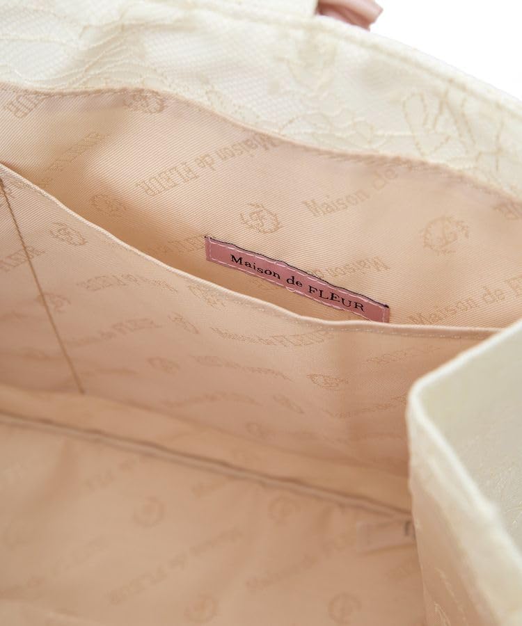 Maison De FLEUR (EC Exclusive) Lace Frill Handle Square Tote M Bag, Ivory, 08000140300