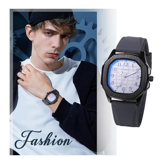 Men's Silicone Sports Watch Stylish: Waterproof Analog Quartz Rubber Strap Men's Accessories - Birthday Christmas Valentine's Day Present