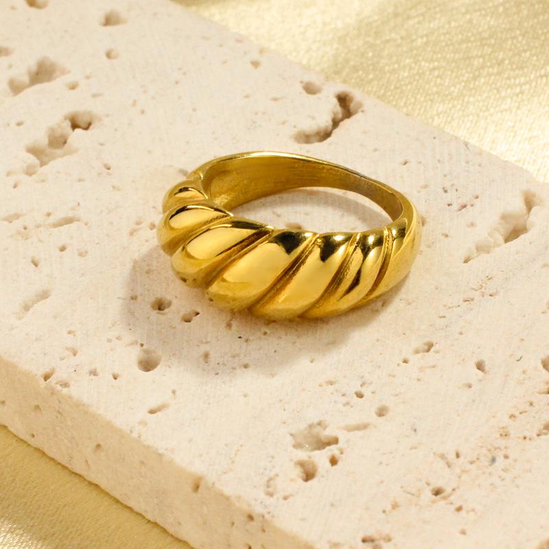 

ALTERA Золотистый Цвет Модный Женский Циркон Нержавеющая Сталь Круассан Металлическое Кольцо Плетеный Витой Для Женщин Девушек Модный Подарок для Вечеринки 8 золотистый