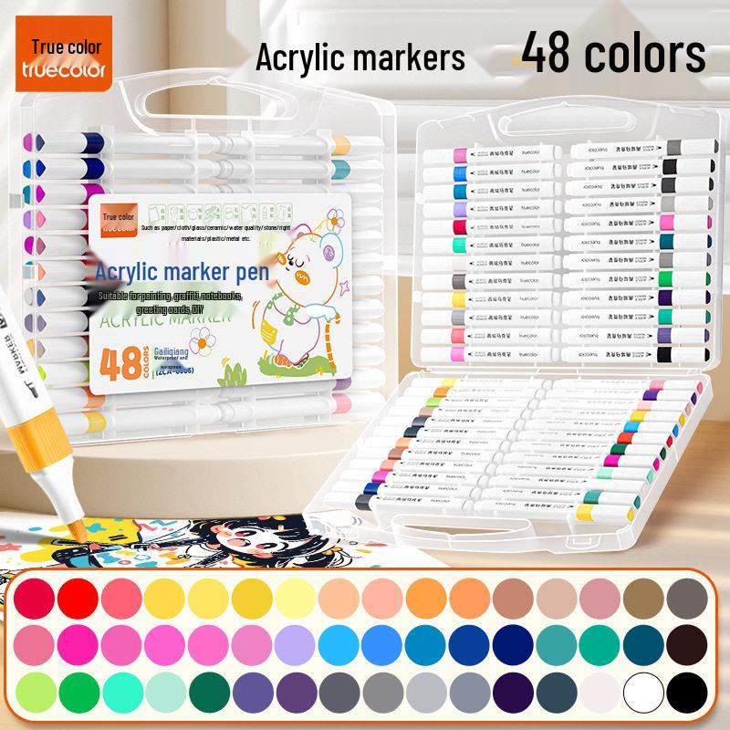 True Color Stackable Acrylic Markers - Non-Bleeding Watercolor Pens for Students and Kids