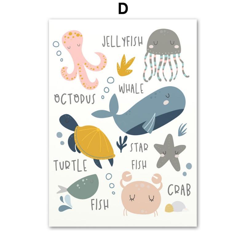 

Жираф Лев Медведь Кит Динозавр Алфавит Настенное Искусство Холст Животные Постеры Принты Картинки Декор Детской Комнаты 21cm×30cm NoFrame