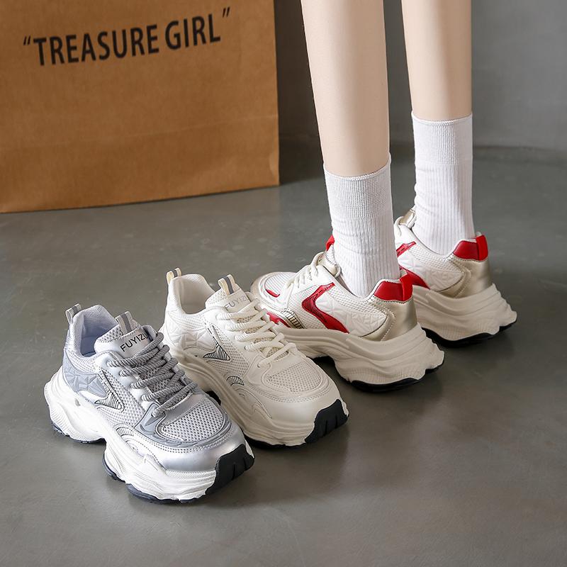 Thick Soles High Height Summer Women's Shoes with Round Toe Straps Sneakers Retro Breathable Mesh Casual Shoes Zapatillas Mujer