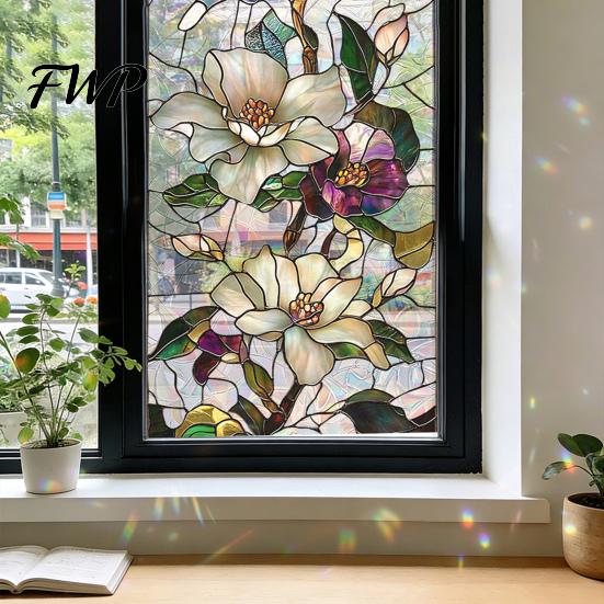 Stained Glass Effect Sticker Rainbow Window Privacy Film, Decorative Static Cling Stickers, Heat Control & UV Blocking Cling, Waterproof 100x45cm for