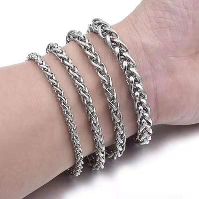 4mm/5mm/6mm/8mm Stainless Steel Keel Chain Single Layer/double Layer Chain Bracelet Silver Men's Gift