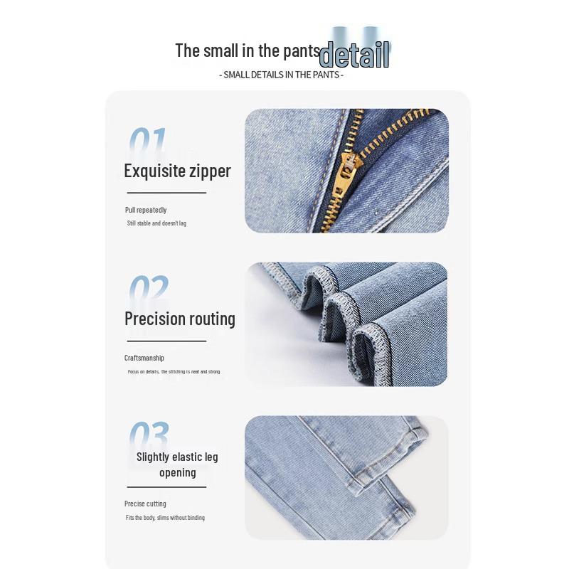 Dámské skinny světlé džíny s vysokým pasem - Letní tužkové kalhoty slim fit