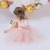 One-Shoulder Fluffy Baby Christening Dress with Beaded Flower and Bow