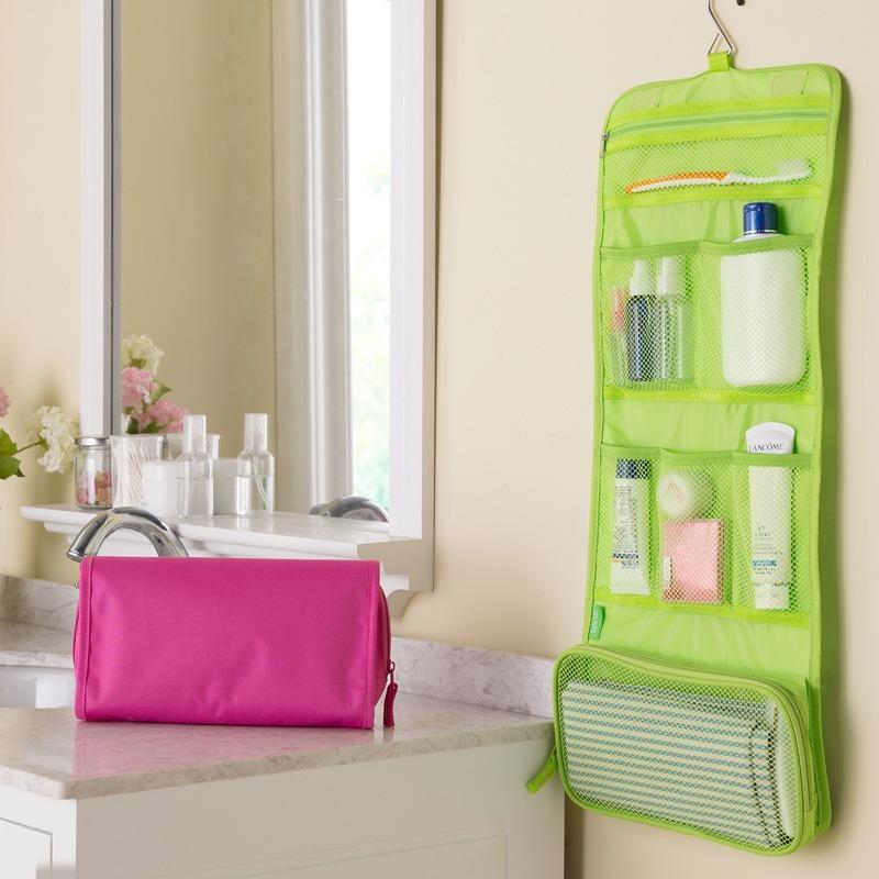 Women' Portable Hanging Travel Toiletry Bag - Compact Folding Cosmetic & Makeup Organizer with Hanging Hook, Lightweight for Airplane, Camping, Gym