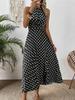 European and American Women's Clothing Spring and Summer Fashion Printing Polka Dot Round Neck Long Dress Women's Dress