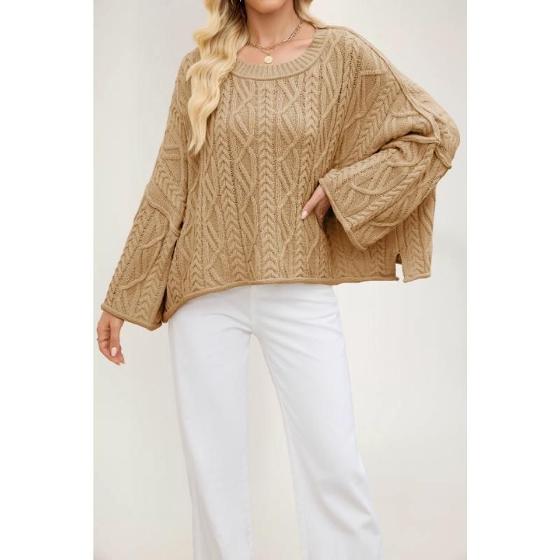 New autumn and winter women's clothing hot-selling round neck short twist loose solid color knitted sweater