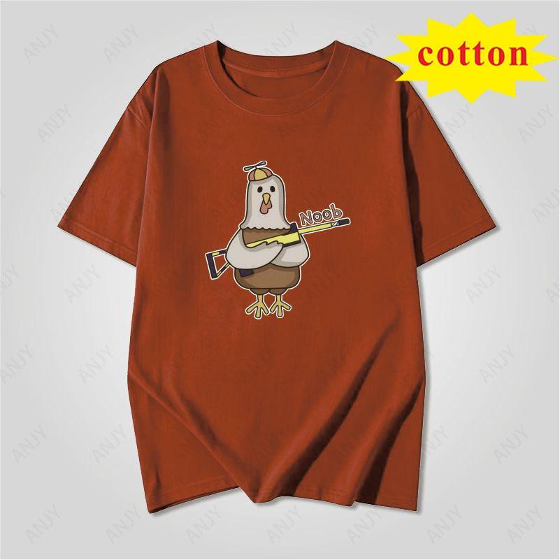 American Retro Trendy Duck Tshirt With Quirky Cartoon Print Loose Casual Short Sleeved Cotton Top