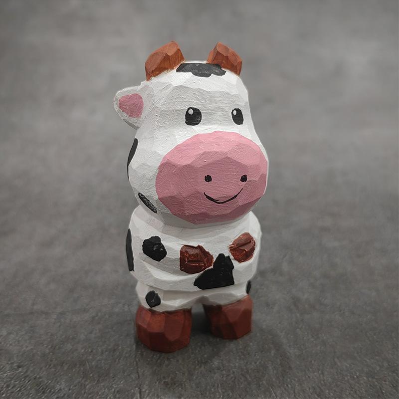 

Handcrafted Wood Carving Cow Statue Home Room Decorations Cow Handmade Figurines Desk Accessories Gift for Family