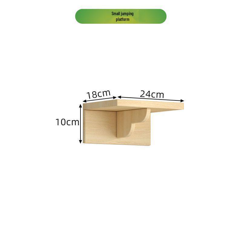 Wall-Mounted Solid Wood Cat Climbing Frame with Bed, Jumping Platform, and Scratching Post