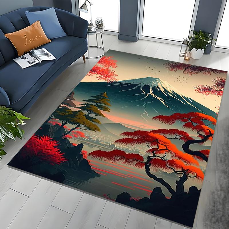 Japanese Cherry Blossom Mount Fuji 3D Large Area Kids Carpet for Home Living Room Child Rugs Bedroom Sofa Doormat Floor Mat Gift