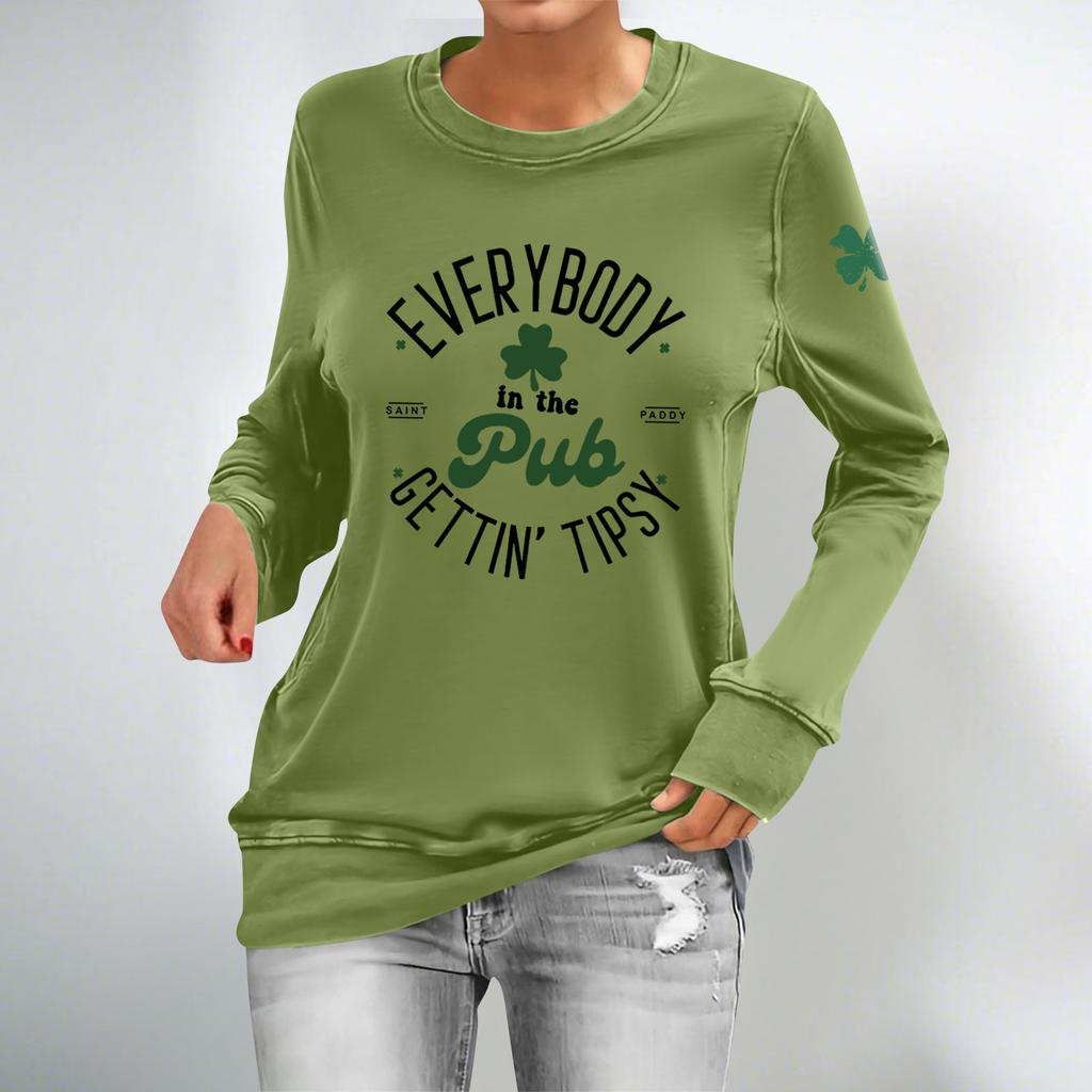 Sweat-shirt à col rond et manches longues à imprimé mode décontracté pour femmes