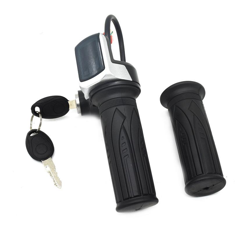 36V 48V Electric Bike Throttle W/ LCD Display Accelerator Handle Bicycle Scooter Wire Twist Throttle Grip for E-bike