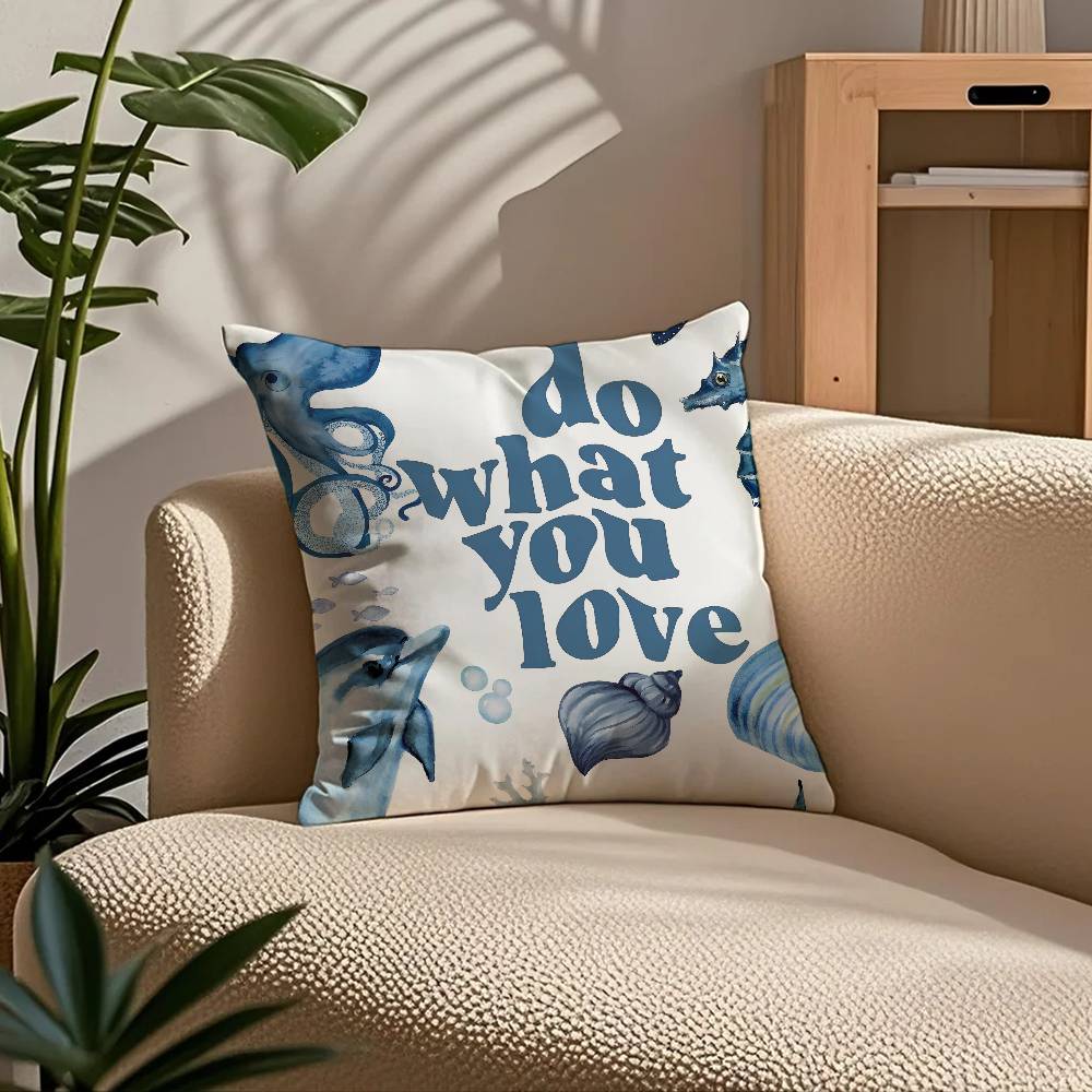 marine theme rudder anchor animals Pillow Case Comfort Sofa Bed Silky elegant Invisible zipper Custom Decorative cushion cover