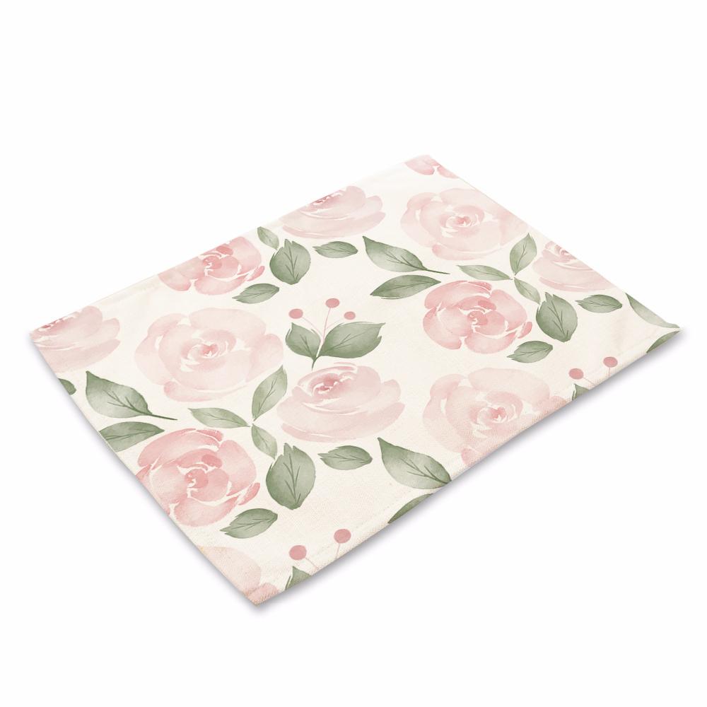 Bohemian Floral Pattern Placemat Kitchen Decor Cotton Linen Boho Dining Table Mats Coaster Pad Bowl Coffee Cup Mat 40X30cm