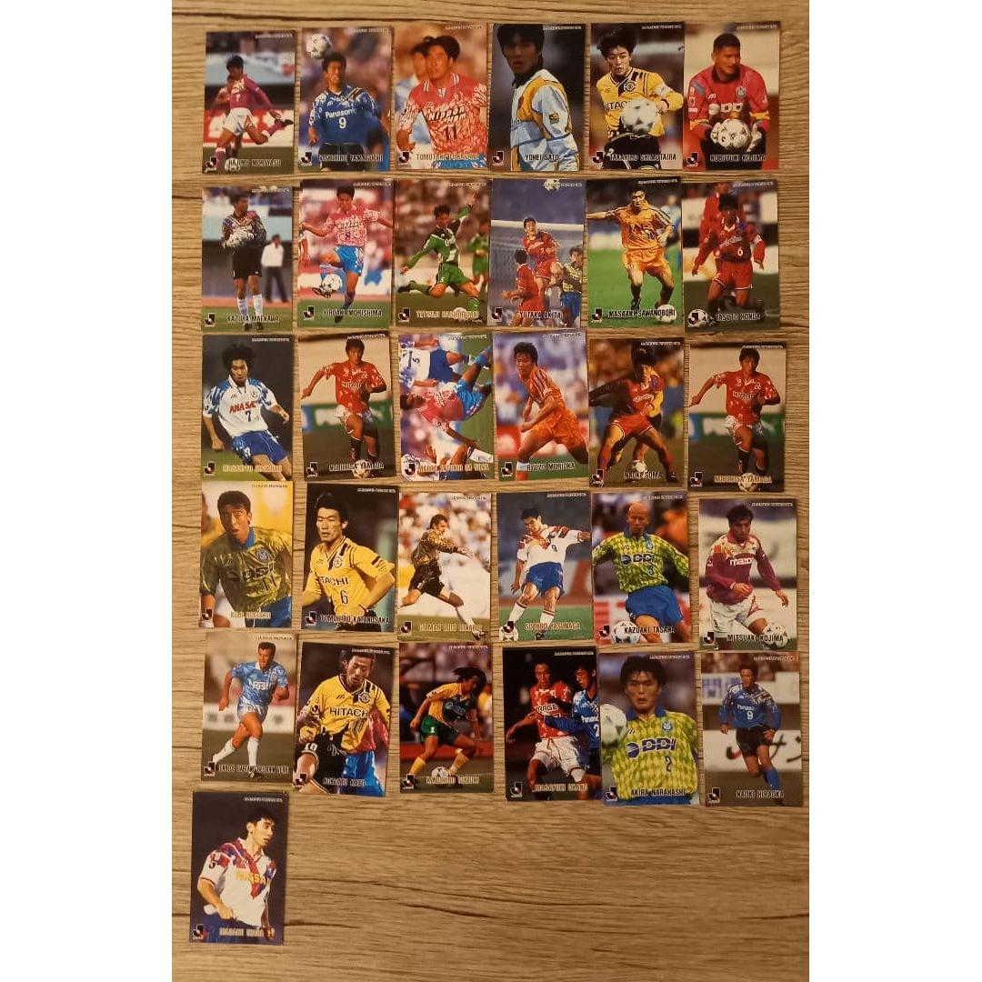 1996 Calbee J League card set of 37 (with duplicates) with gold letters