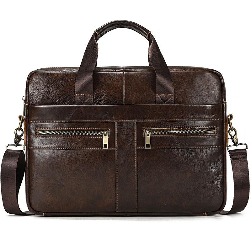 Leather Men'S Briefcase Fashion Business Handbag Cowhide Computer Bag Shoulder Commuter Bag