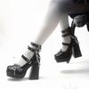 Fashion Shoes for Women High Quality Platform Lolita High Heels Fashion Gothic Leather Women's High Heels Bow Mary Jane Thick Sole Pump