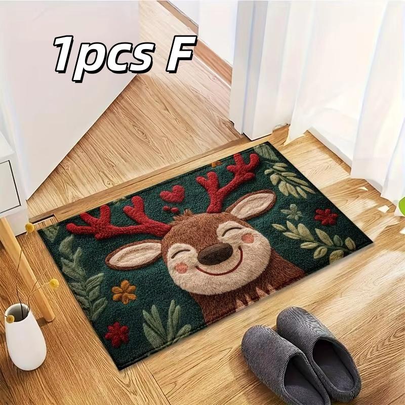 1pc Christmas Door Mat Holiday Home Decoration Waterproof And Slip-Resistant Easy To Clean Floor Mats For Toilet Entrance Hall
